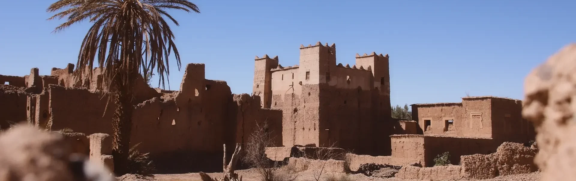 Kasbah en terre et palmier dattier à Skoura au Maroc