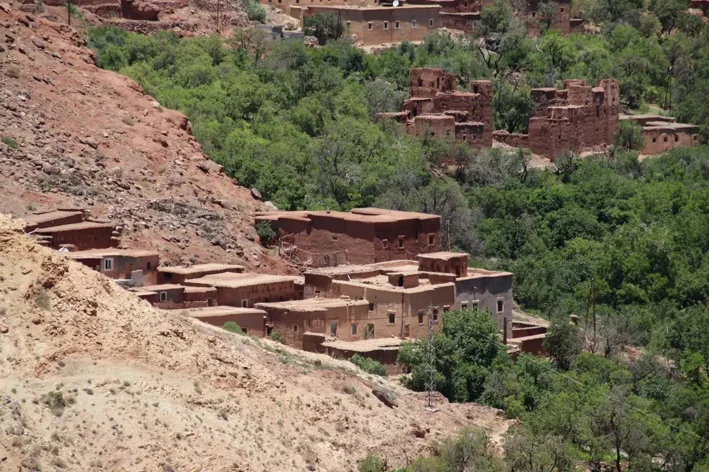 Villages en terre et kasbahs dans la vallée des amandiers, près de Skoura